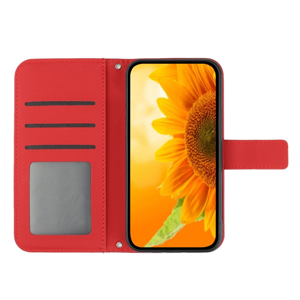For Xiaomi Redmi Note 14 4G (163.25mm) Case Sunflower Imprint Leather Wallet Phone Cover with Wrist Strap