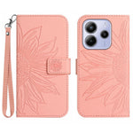 For Xiaomi Redmi Note 14 4G (163.25mm) Case Sunflower Imprint Leather Wallet Phone Cover with Wrist Strap