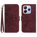For Xiaomi Redmi Note 14 4G (163.25mm) Case Sunflower Imprint Leather Wallet Phone Cover with Wrist Strap