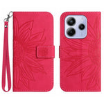 For Xiaomi Redmi Note 14 4G (163.25mm) Case Sunflower Imprint Leather Wallet Phone Cover with Wrist Strap