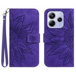 For Xiaomi Redmi Note 14 4G (163.25mm) Case Sunflower Imprint Leather Wallet Phone Cover with Wrist Strap