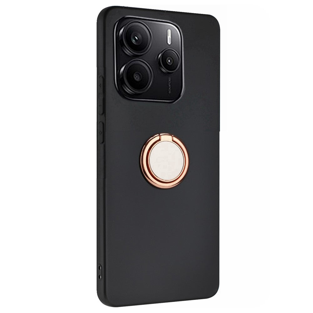 For Xiaomi Redmi Note 14 4G (163.25mm) Matte Case Ring Kickstand Soft TPU Phone Cover