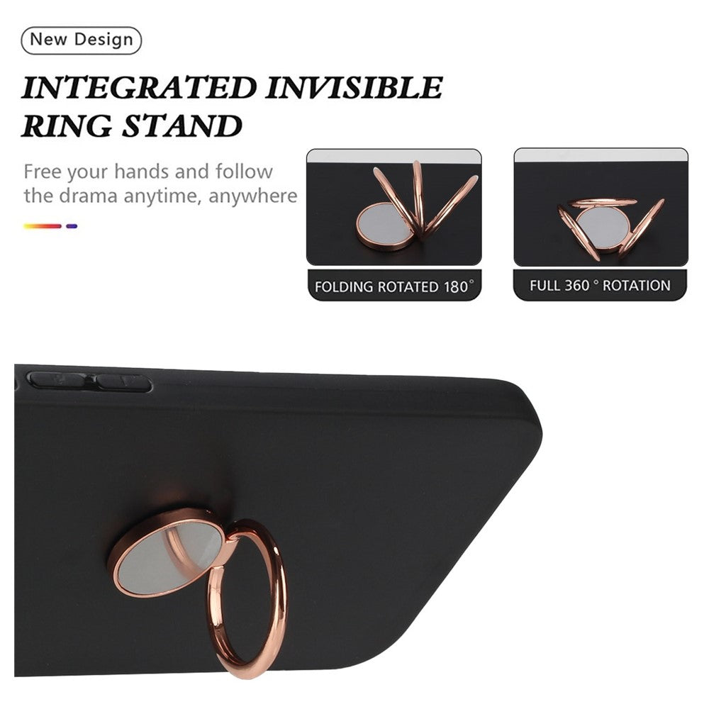 For Xiaomi Redmi Note 14 4G (163.25mm) Matte Case Ring Kickstand Soft TPU Phone Cover