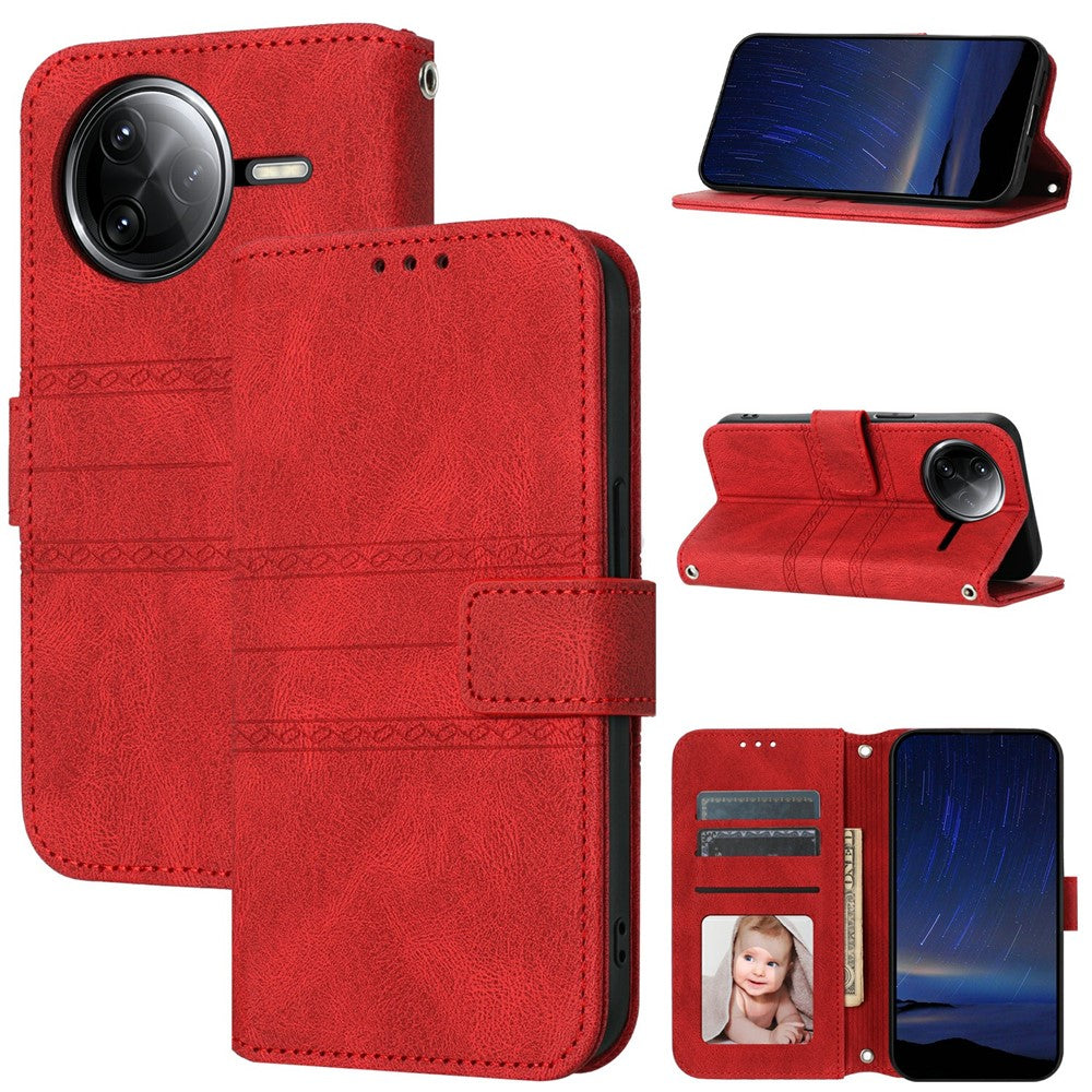 For Xiaomi Redmi Note 14 4G (163.25mm) Case Wallet Skin-Touch Leather Imprinted Phone Cover