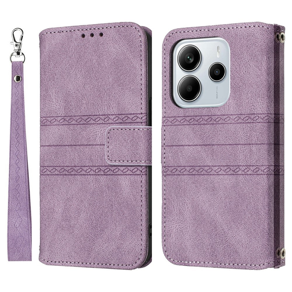 For Xiaomi Redmi Note 14 4G (163.25mm) Case Wallet Skin-Touch Leather Imprinted Phone Cover