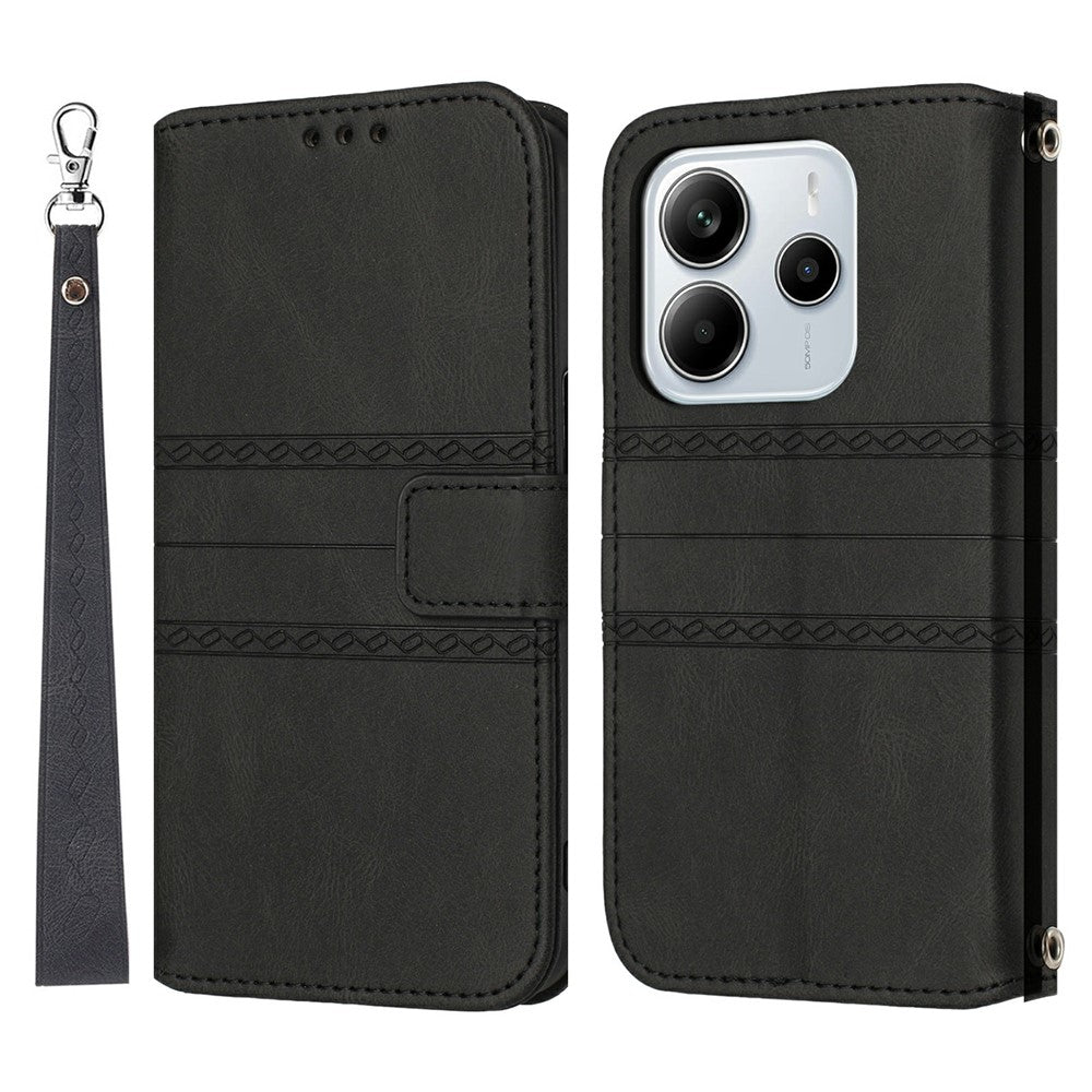 For Xiaomi Redmi Note 14 4G (163.25mm) Case Wallet Skin-Touch Leather Imprinted Phone Cover
