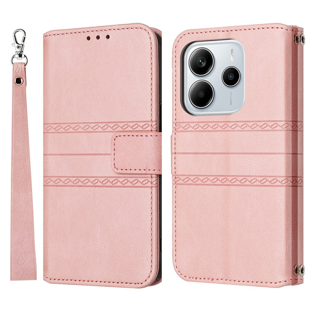For Xiaomi Redmi Note 14 4G (163.25mm) Case Wallet Skin-Touch Leather Imprinted Phone Cover