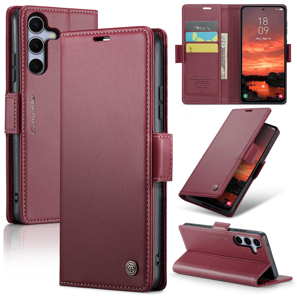 For Samsung Galaxy S25+ Leather Case CASEME 023 RFID Blocking 3 Card Slot Mobile Cover