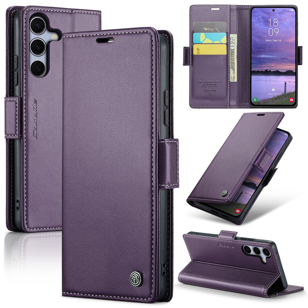 För Samsung Galaxy S25+ läderfodral CASEME 023 med RFID-blockering och 3 kortplatser