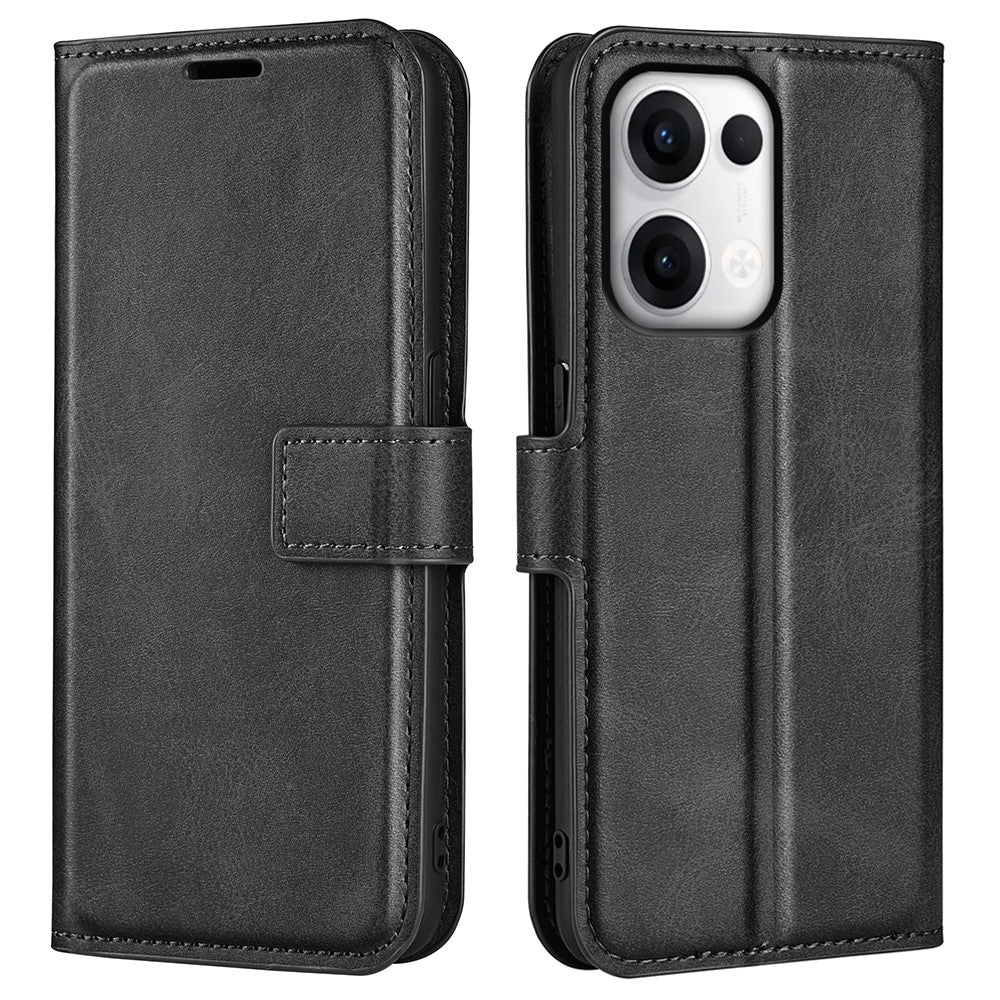 For Oppo Reno13 5G (Global) Stand Case Anti-Scratch Calf Texture Leather Phone Cover
