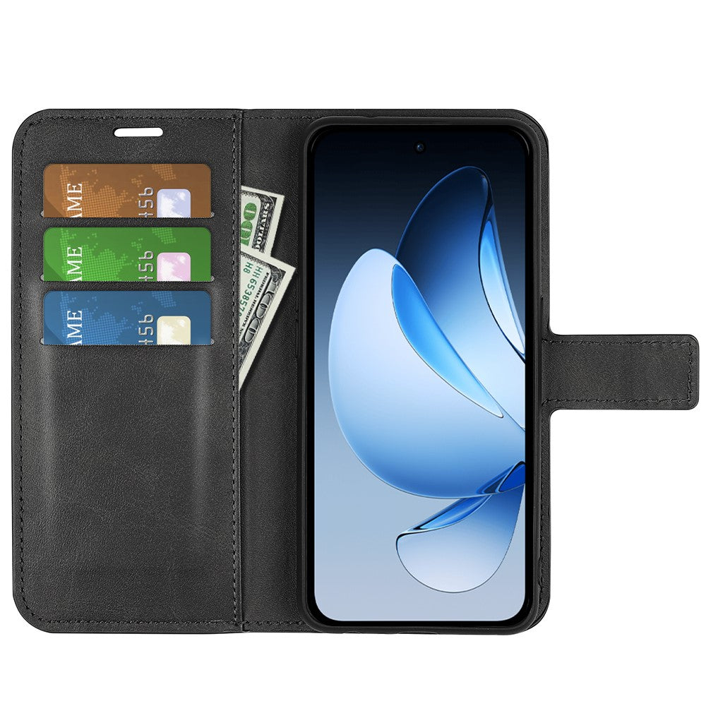 For Oppo Reno13 5G (Global) Stand Case Anti-Scratch Calf Texture Leather Phone Cover