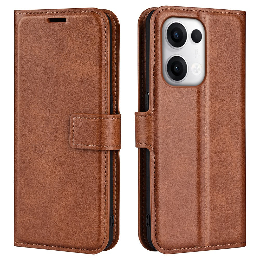 For Oppo Reno13 5G (Global) Stand Case Anti-Scratch Calf Texture Leather Phone Cover
