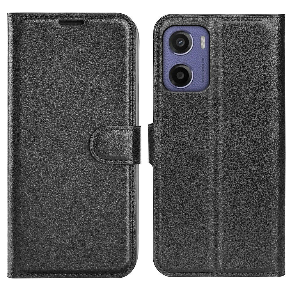 For Motorola Moto E15 4G Case Litchi Texture Shockproof Leather Wallet Phone Cover