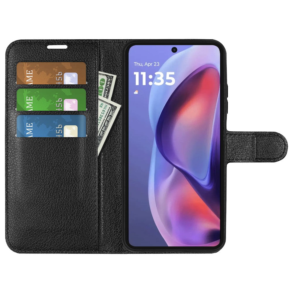 For Motorola Moto E15 4G Case Litchi Texture Shockproof Leather Wallet Phone Cover