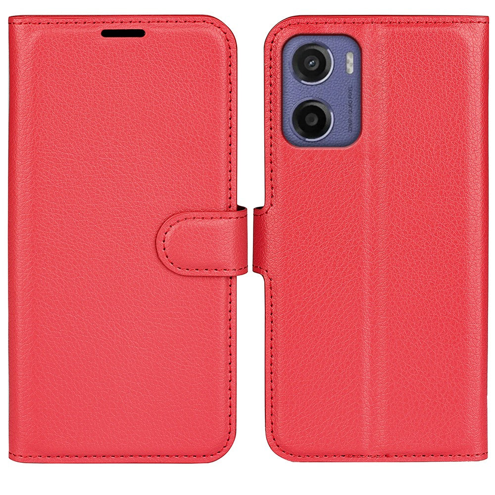 For Motorola Moto E15 4G Case Litchi Texture Shockproof Leather Wallet Phone Cover