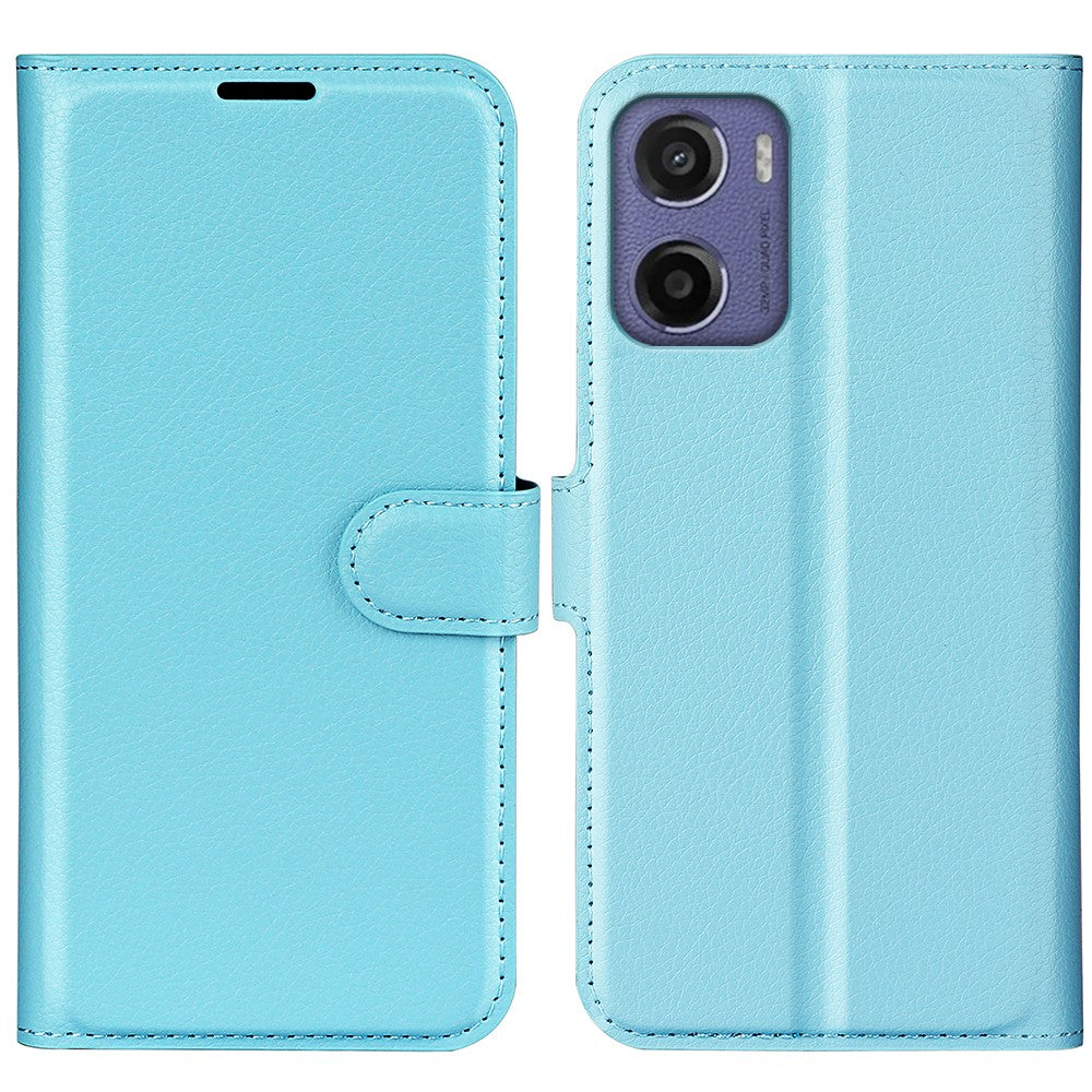 For Motorola Moto E15 4G Case Litchi Texture Shockproof Leather Wallet Phone Cover