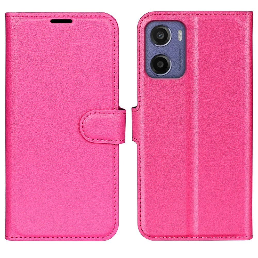 For Motorola Moto E15 4G Case Litchi Texture Shockproof Leather Wallet Phone Cover