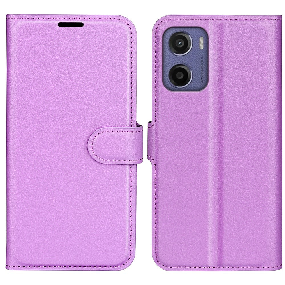 For Motorola Moto E15 4G Case Litchi Texture Shockproof Leather Wallet Phone Cover