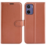 For Motorola Moto E15 4G Case Litchi Texture Shockproof Leather Wallet Phone Cover