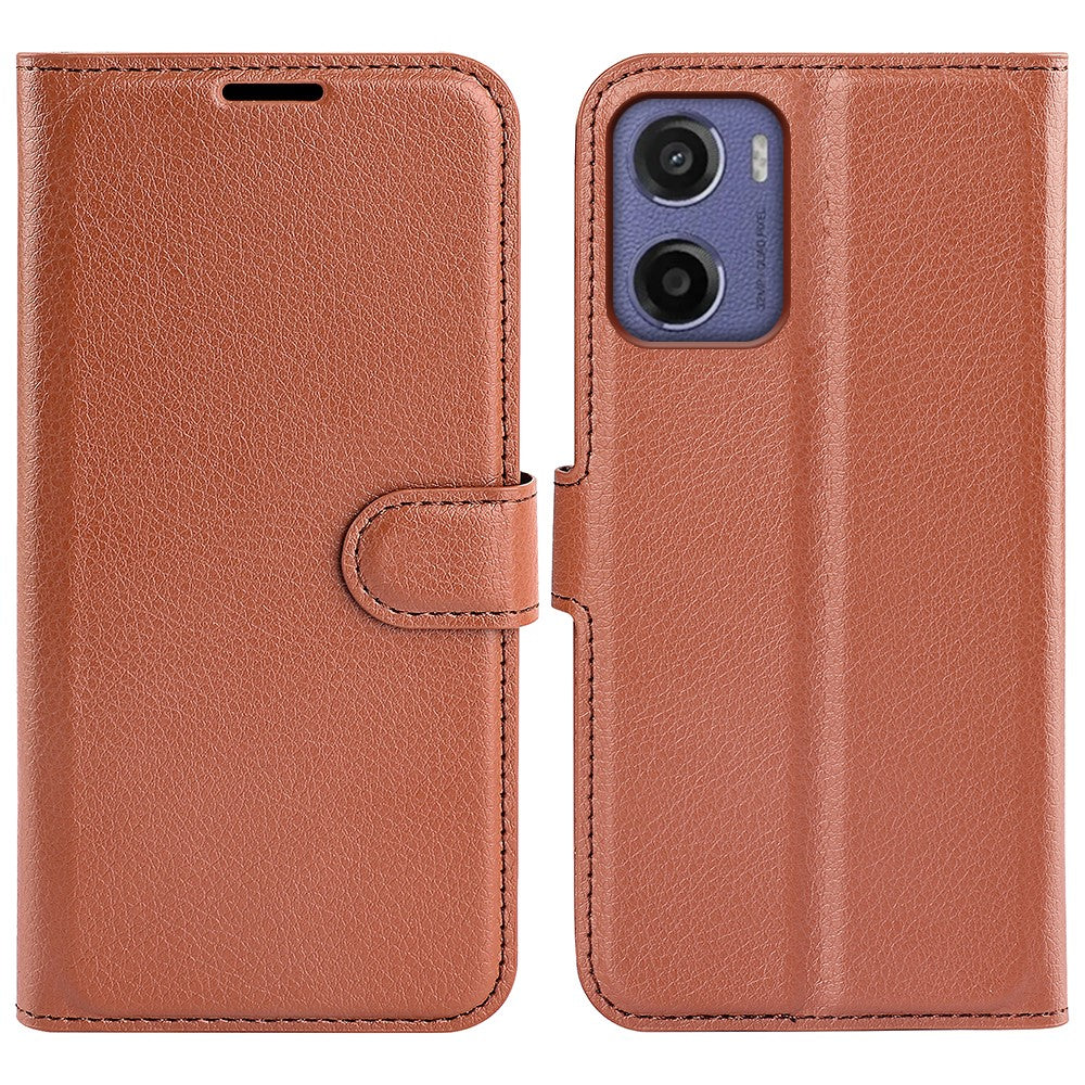 For Motorola Moto E15 4G Case Litchi Texture Shockproof Leather Wallet Phone Cover