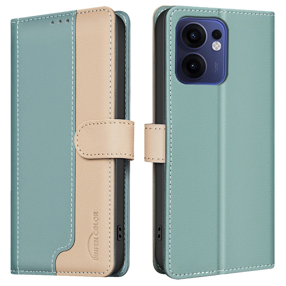 BINFEN COLOR BF33 för Oppo Reno13 F 5G (Reno 13 FS 5G) / 4G Läderfodral Skarvningsfärg RFID-blockering