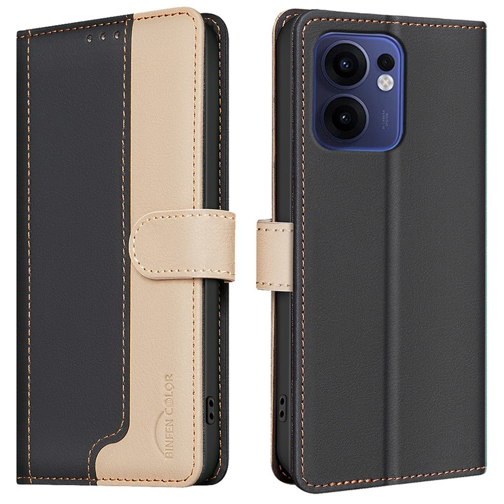 BINFEN COLOR BF33 för Oppo Reno13 F 5G (Reno 13 FS 5G) / 4G Läderfodral Skarvningsfärg RFID-blockering