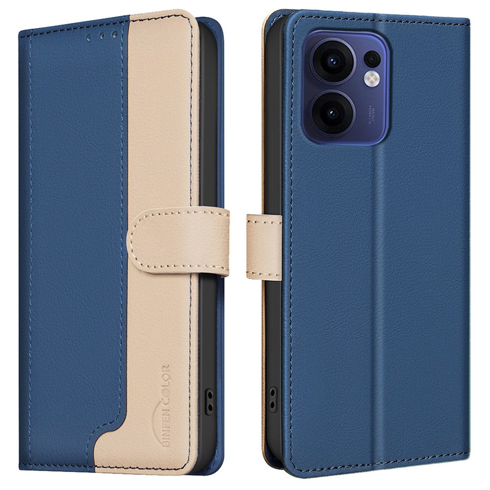 BINFEN COLOR BF33 för Oppo Reno13 F 5G (Reno 13 FS 5G) / 4G Läderfodral Skarvningsfärg RFID-blockering
