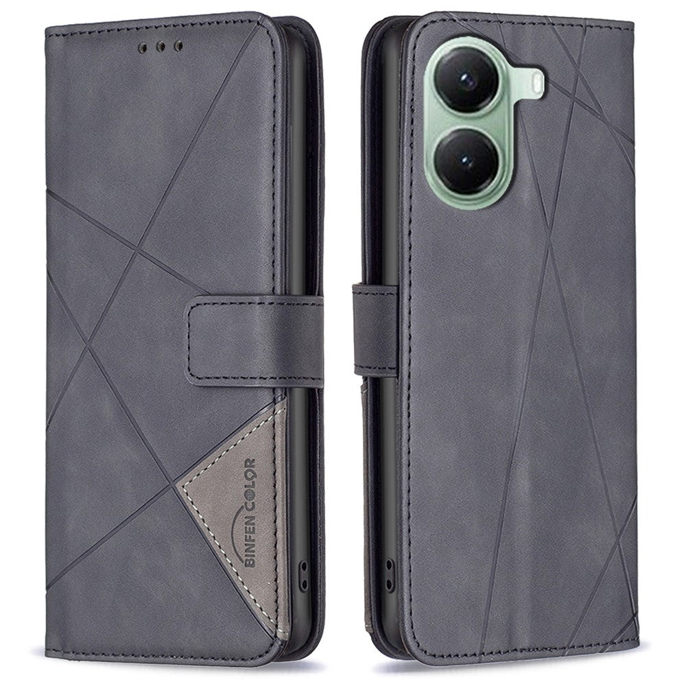BINFEN COLOR For Xiaomi Poco X7 Pro 5G / Redmi Turbo 4 5G Phone Cases Wallet Stand Geometry Imprint Leather Cover