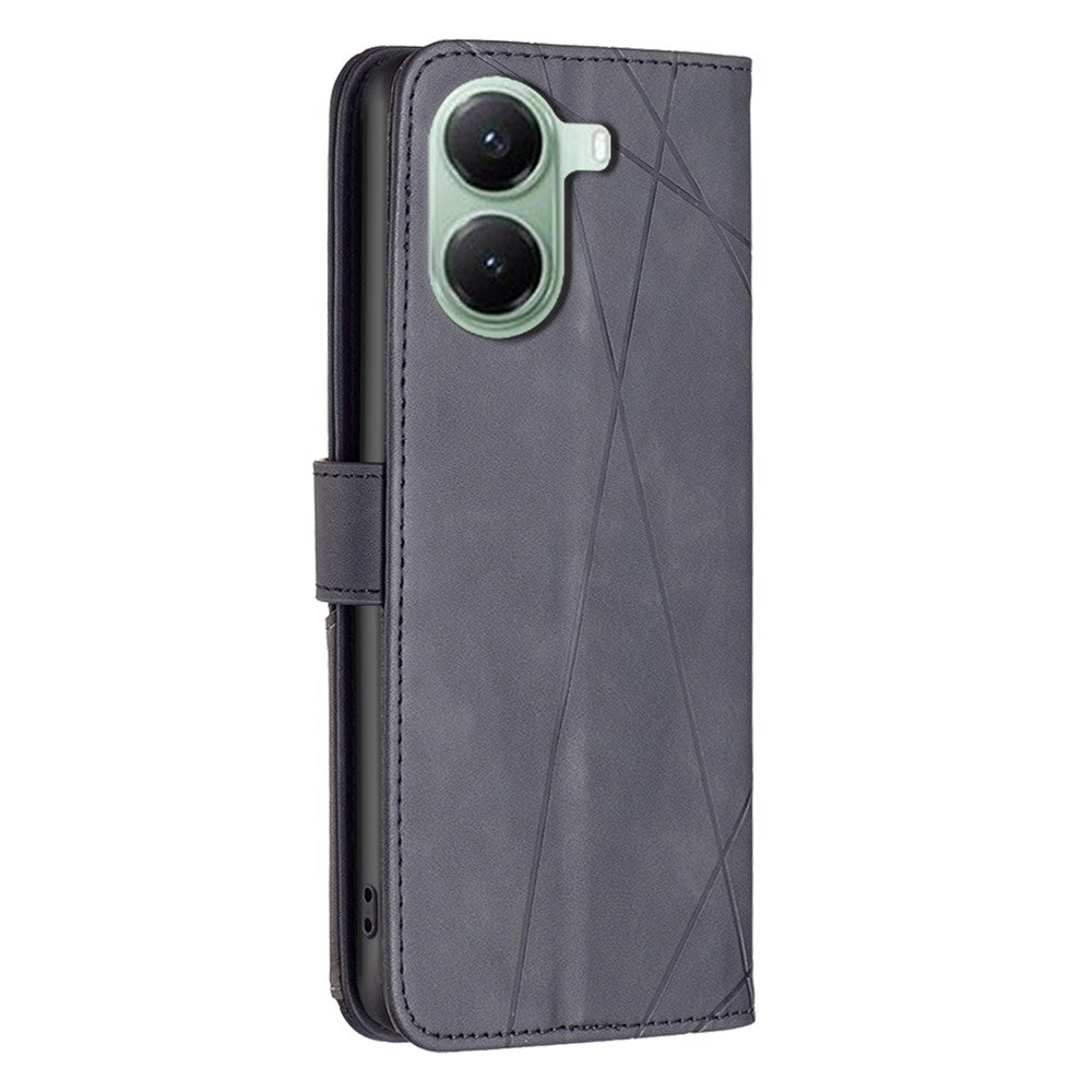 BINFEN COLOR For Xiaomi Poco X7 Pro 5G / Redmi Turbo 4 5G Phone Cases Wallet Stand Geometry Imprint Leather Cover