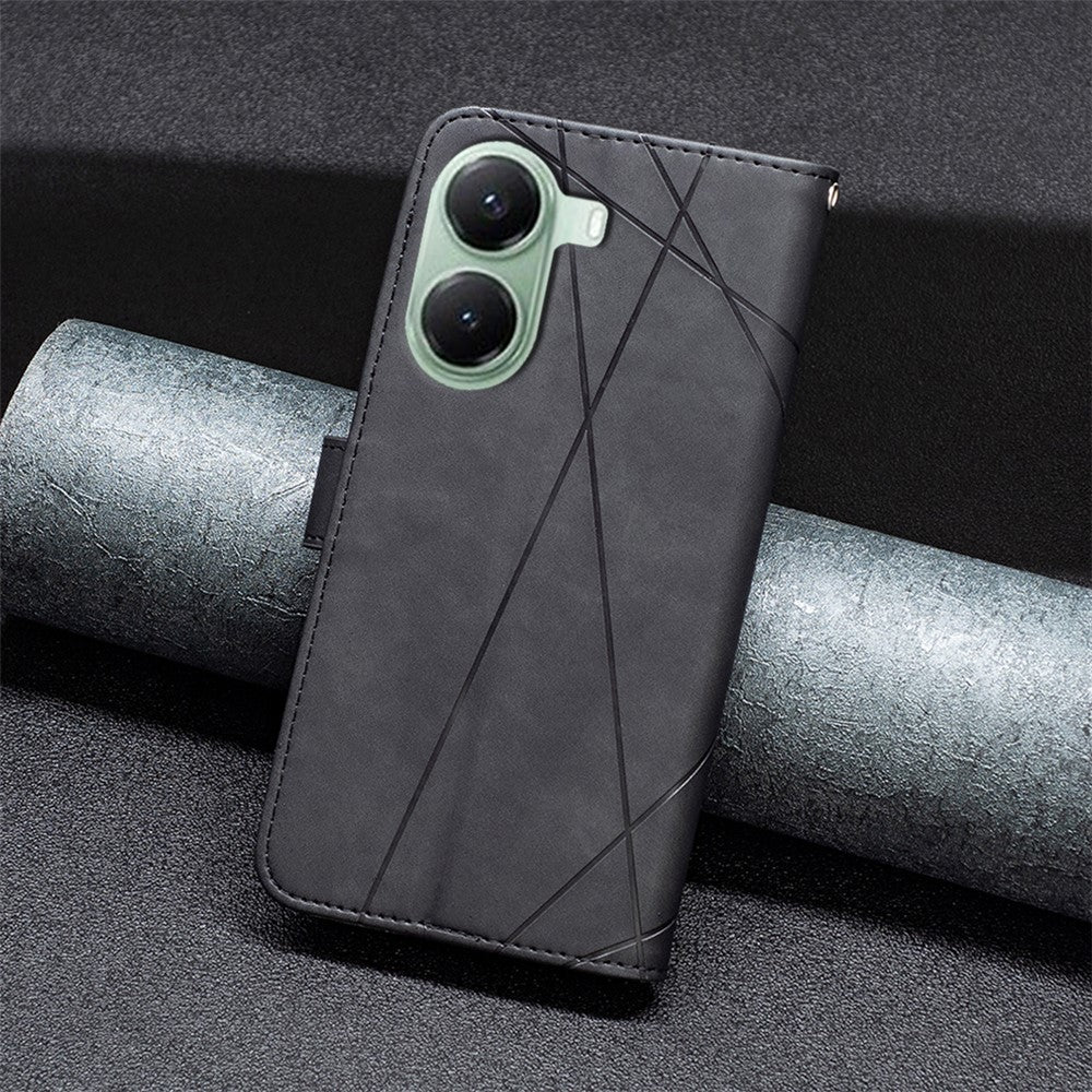 BINFEN COLOR For Xiaomi Poco X7 Pro 5G / Redmi Turbo 4 5G Phone Cases Wallet Stand Geometry Imprint Leather Cover
