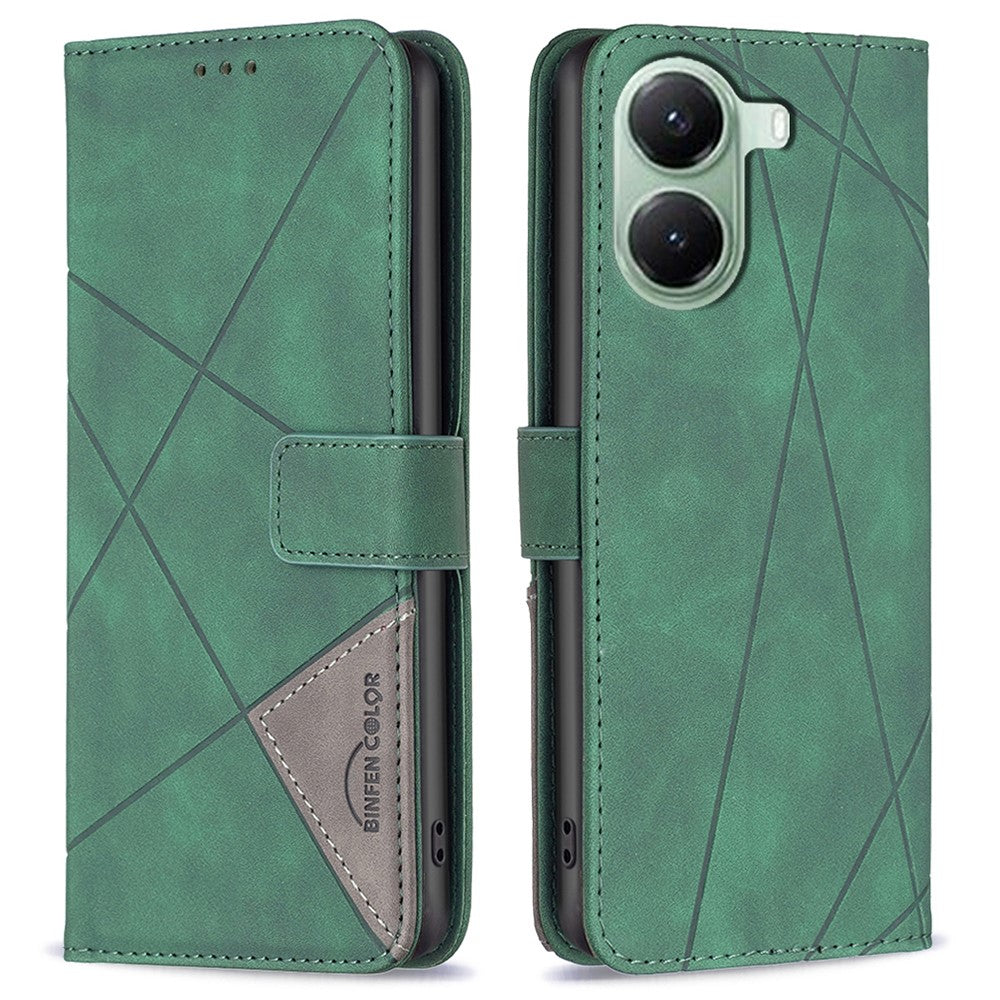BINFEN COLOR For Xiaomi Poco X7 Pro 5G / Redmi Turbo 4 5G Phone Cases Wallet Stand Geometry Imprint Leather Cover