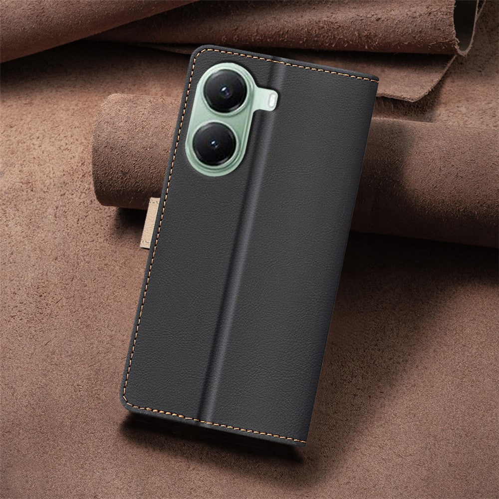 BINFEN COLOR BF33 Phone Case for Xiaomi Poco X7 Pro 5G / Redmi Turbo 4 5G Leather Cover Splicing Color RFID Blocking