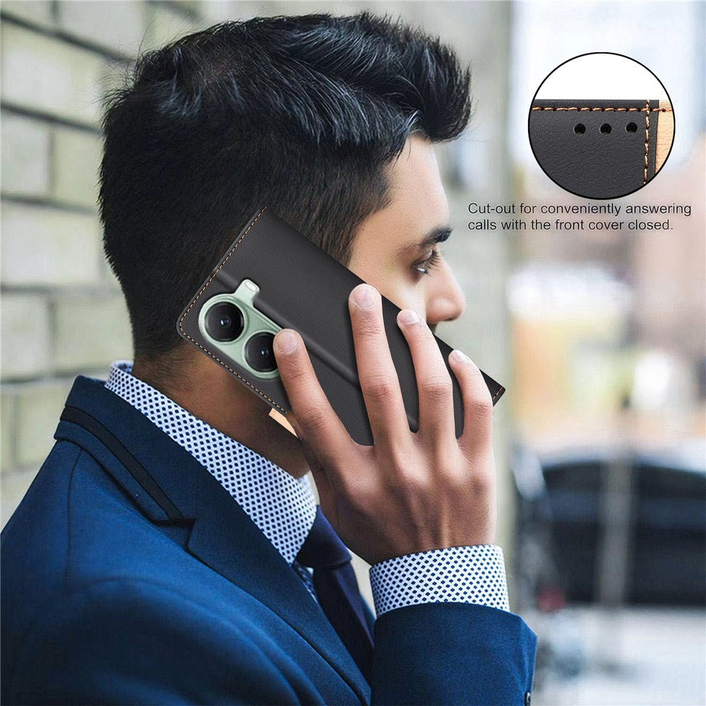 BINFEN COLOR BF33 Phone Case for Xiaomi Poco X7 Pro 5G / Redmi Turbo 4 5G Leather Cover Splicing Color RFID Blocking