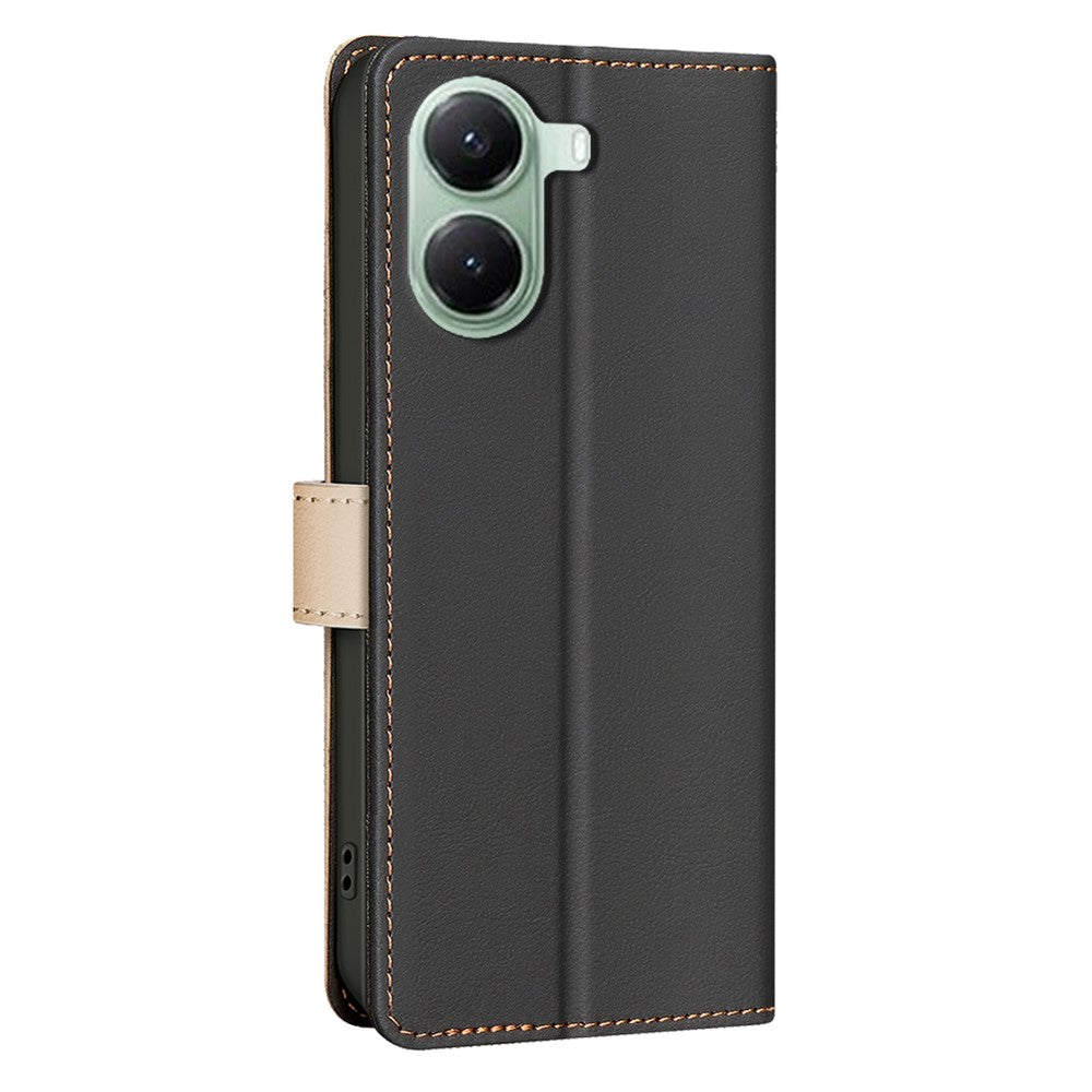 BINFEN COLOR BF33 Phone Case for Xiaomi Poco X7 Pro 5G / Redmi Turbo 4 5G Leather Cover Splicing Color RFID Blocking
