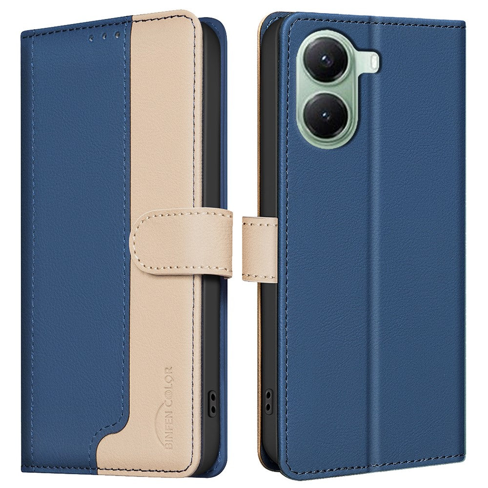 BINFEN COLOR BF33 Phone Case for Xiaomi Poco X7 Pro 5G / Redmi Turbo 4 5G Leather Cover Splicing Color RFID Blocking