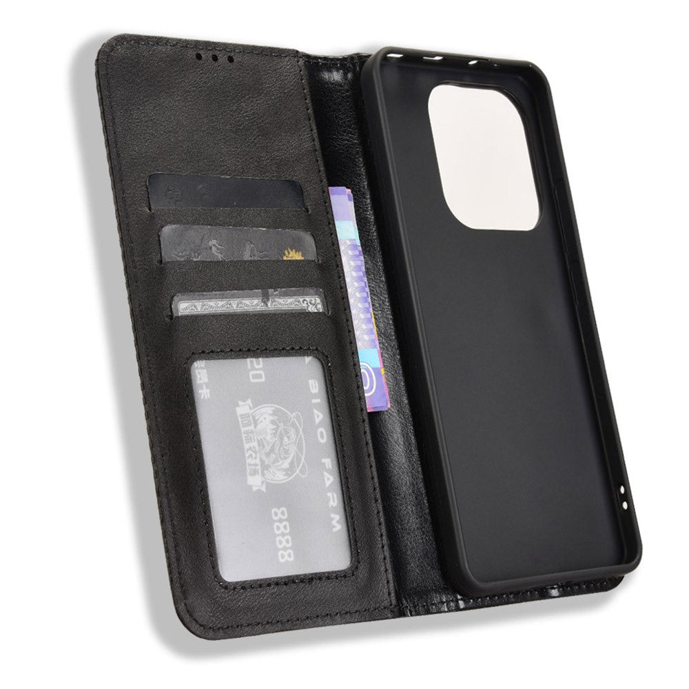 For Xiaomi Redmi Note 14 4G (163.25mm) Leather Case Wallet Stand Retro Texture Phone Cover