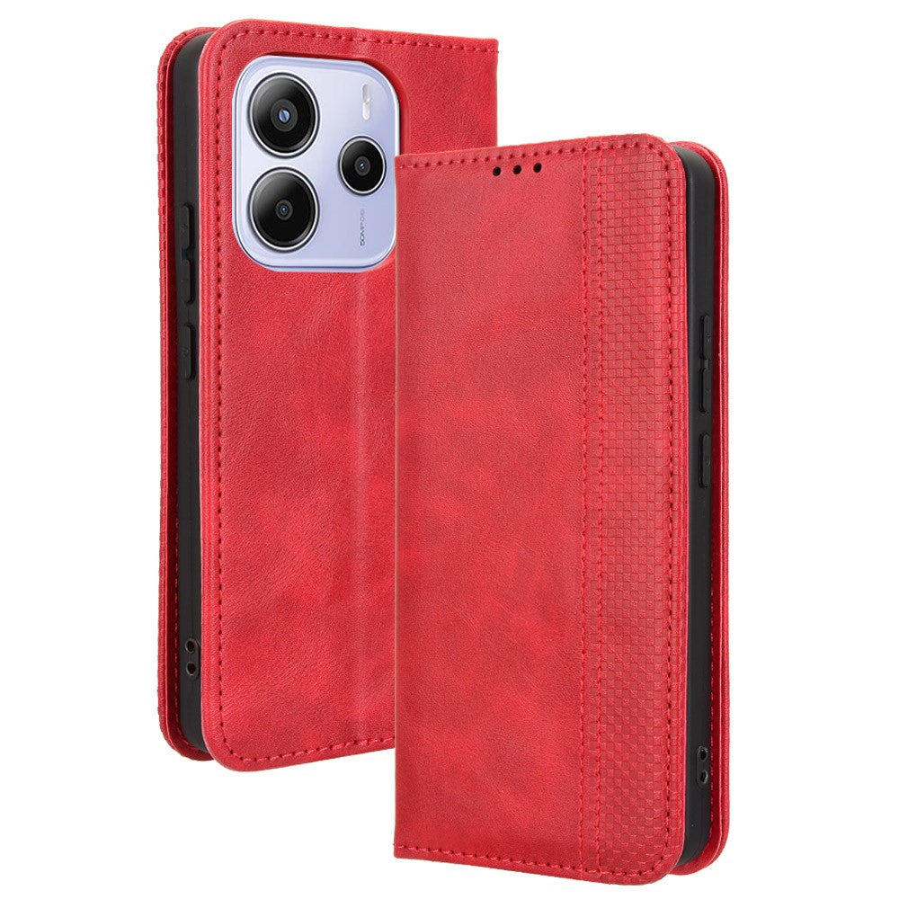 For Xiaomi Redmi Note 14 4G (163.25mm) Leather Case Wallet Stand Retro Texture Phone Cover