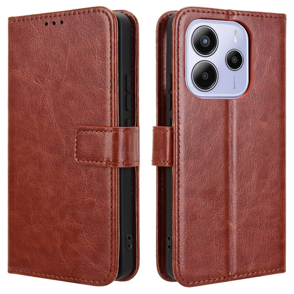 For Xiaomi Redmi Note 14 4G (163.25mm) Case Crazy Horse Texture PU Leather Phone Wallet Cover