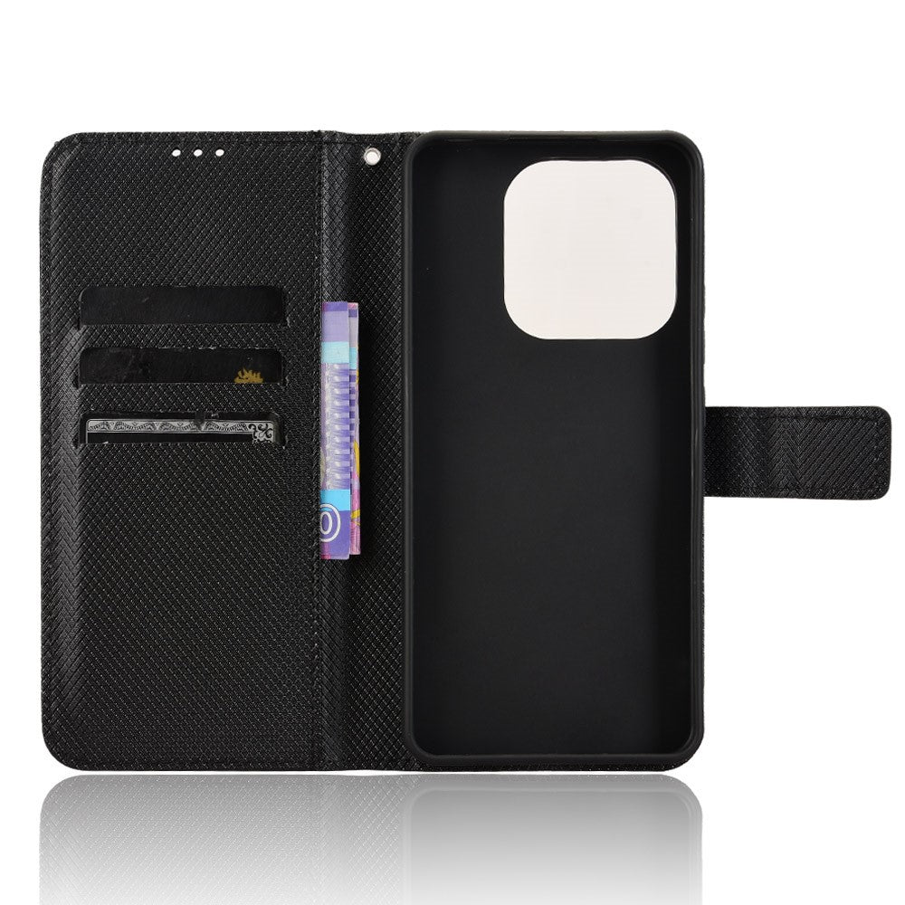 For Xiaomi Redmi Note 14 4G (163.25mm) Case PU Leather Diamond Texture Wallet Phone Cover