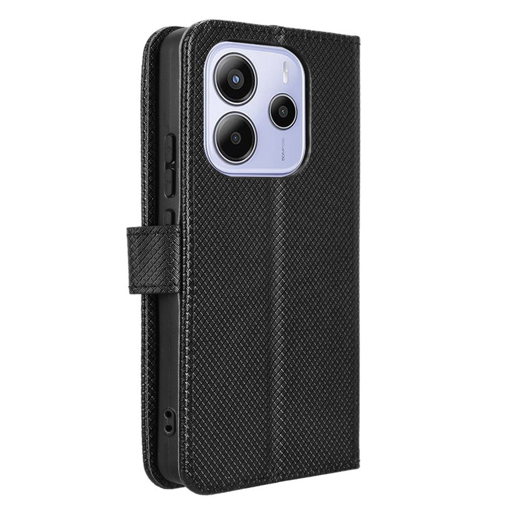 For Xiaomi Redmi Note 14 4G (163.25mm) Case PU Leather Diamond Texture Wallet Phone Cover