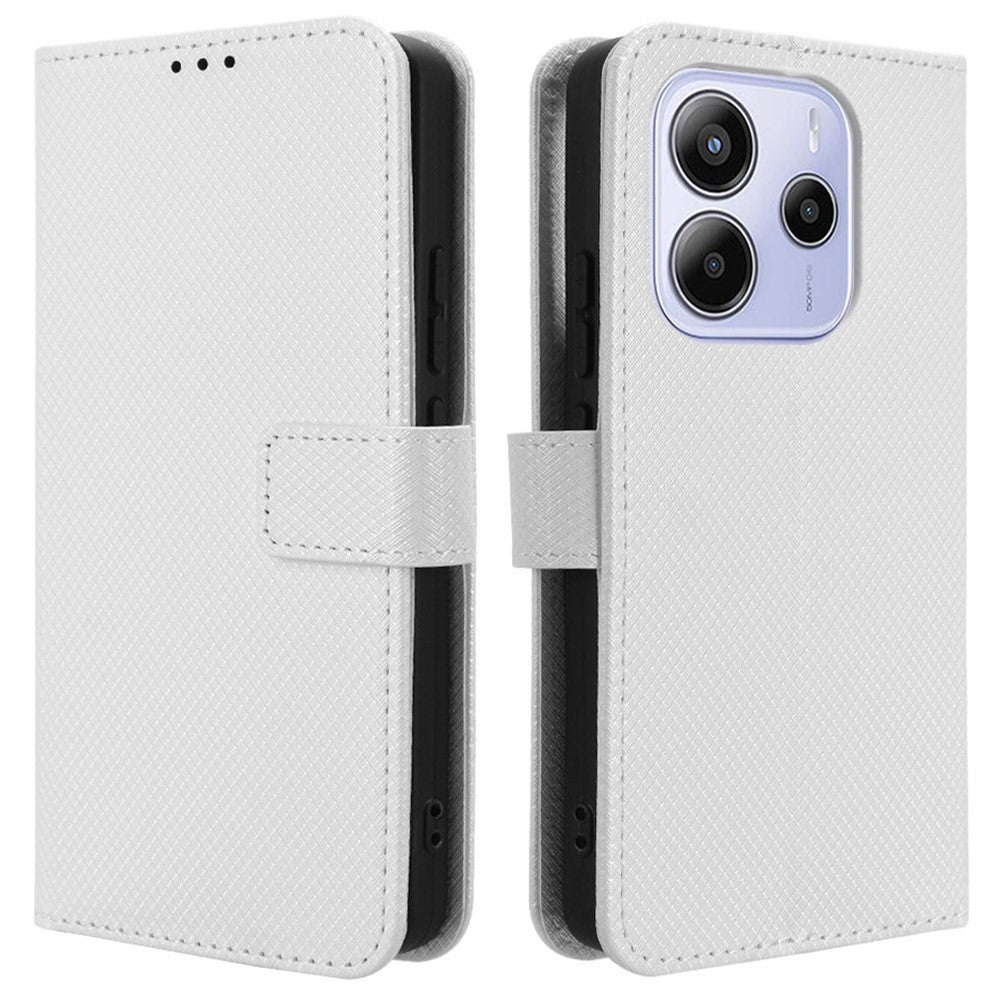 For Xiaomi Redmi Note 14 4G (163.25mm) Case PU Leather Diamond Texture Wallet Phone Cover