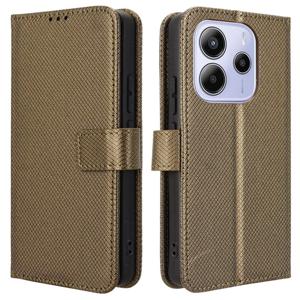 For Xiaomi Redmi Note 14 4G (163.25mm) Case PU Leather Diamond Texture Wallet Phone Cover