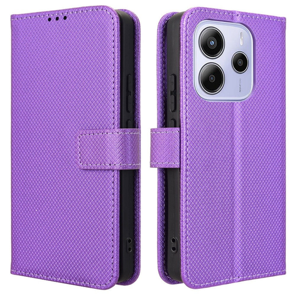 For Xiaomi Redmi Note 14 4G (163.25mm) Case PU Leather Diamond Texture Wallet Phone Cover