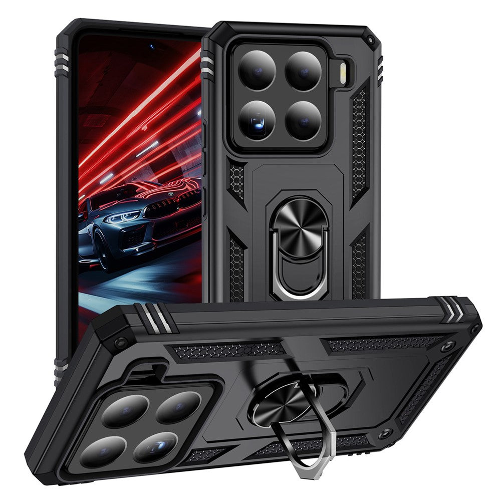 Xiaomi 15 Pro-skal PC + TPU-mobilskal med roterande ringstativ