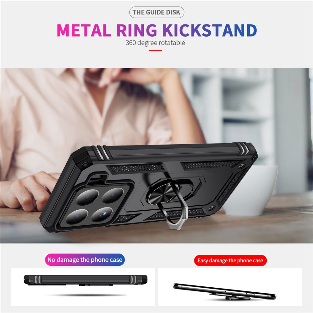Xiaomi 15 Pro-skal PC + TPU-mobilskal med roterande ringstativ