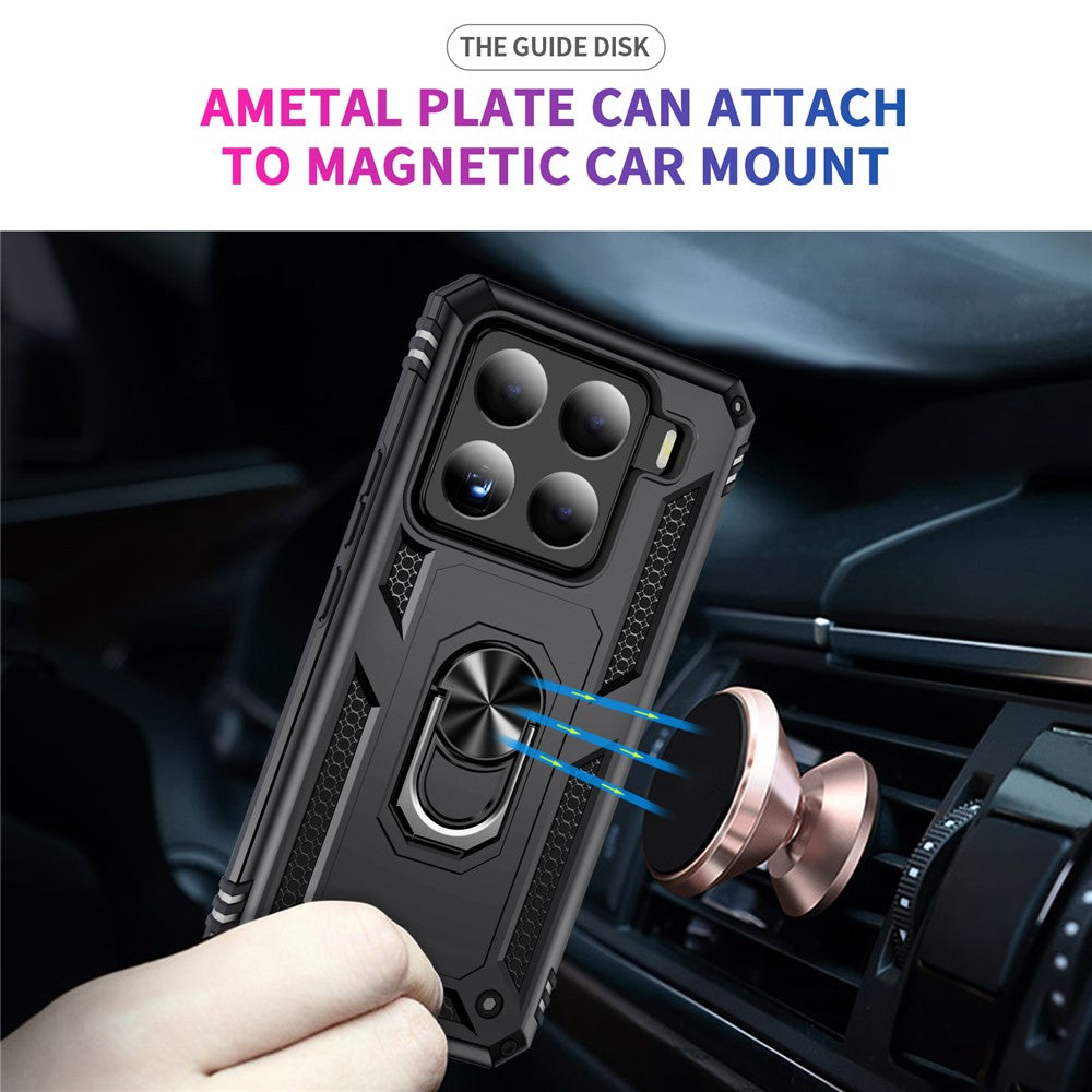 For Xiaomi 15 Pro Case PC + TPU Phone Cover with Rotary Ring Kickstand