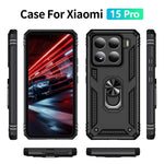 Xiaomi 15 Pro-skal PC + TPU-mobilskal med roterande ringstativ