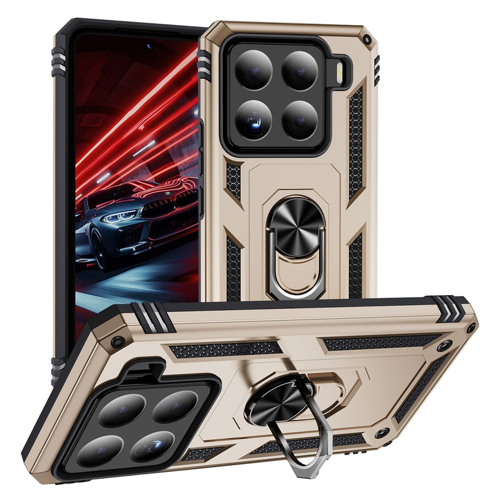 For Xiaomi 15 Pro Case PC + TPU Phone Cover with Rotary Ring Kickstand