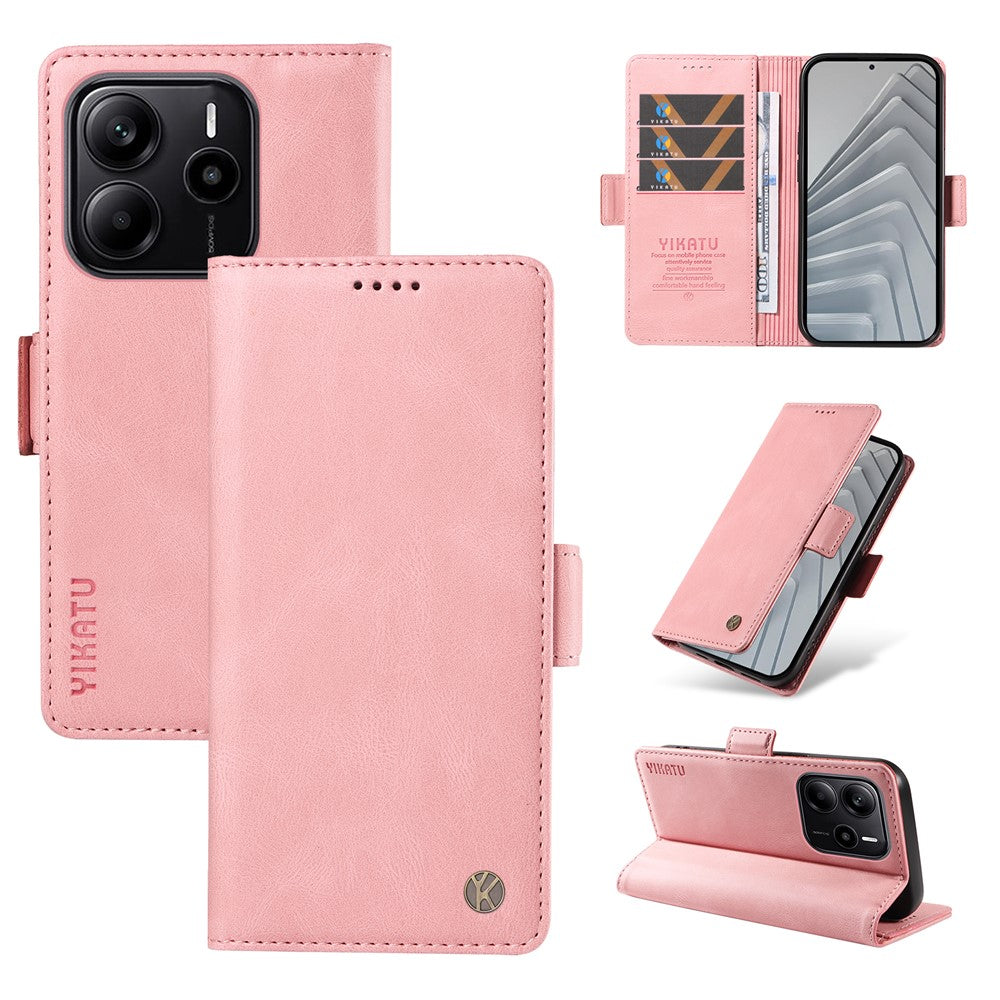 YIKATU Läderfodral för Xiaomi Redmi Note 14 4G (163,25 mm) YK-005 Plånboksfodral med hudkänsla och mobilkänsla