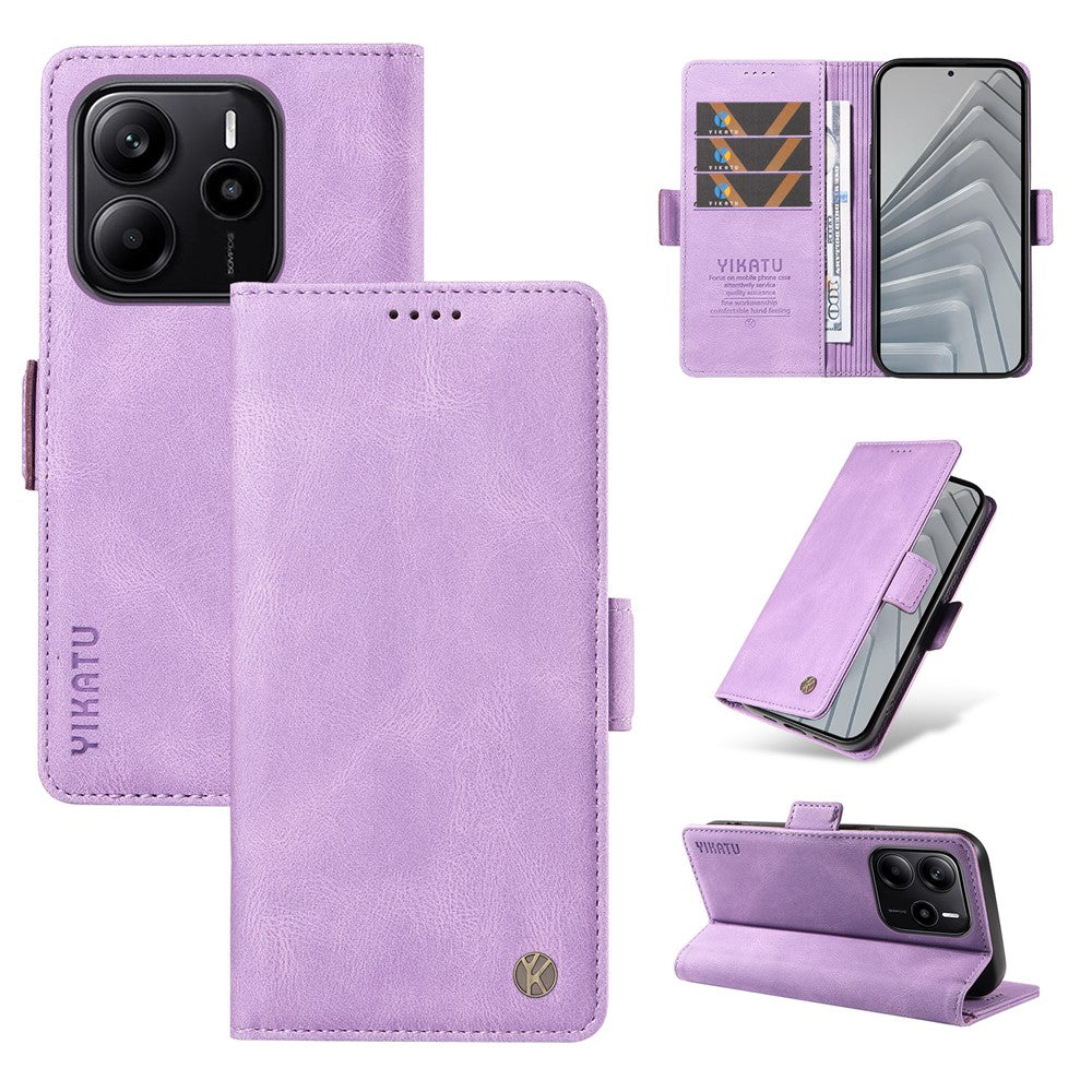 YIKATU Läderfodral för Xiaomi Redmi Note 14 4G (163,25 mm) YK-005 Plånboksfodral med hudkänsla och mobilkänsla